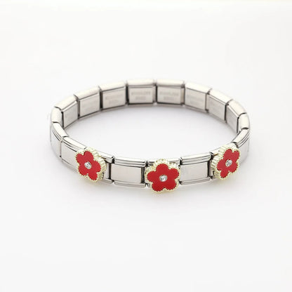 Fashion Five Leaf Flower Bracelet Stainless Steel Strap Stretch Simple for Woman Girl New Trend