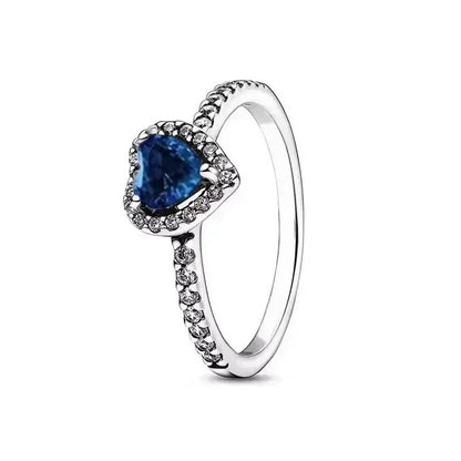 High quality 925 Sterling Silver Various Colors Shiny Heart-shaped Ring Exquisite Luxury Charm