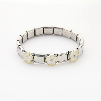 Fashion Five Leaf Flower Bracelet Stainless Steel Strap Stretch Simple for Woman Girl New Trend