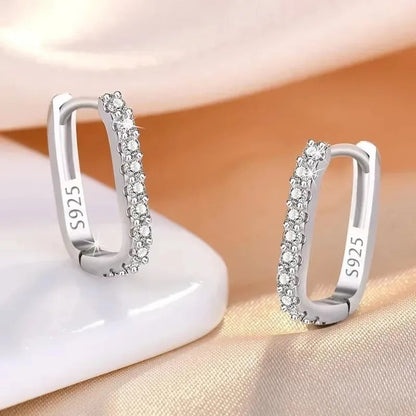 terling Silver Circle Hoop Earrings for Women Fashion Luxury Crystal Zirconia Earrings Party