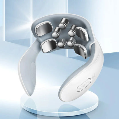 White neck massager with rolling nodes, ideal for relaxation and muscle relief