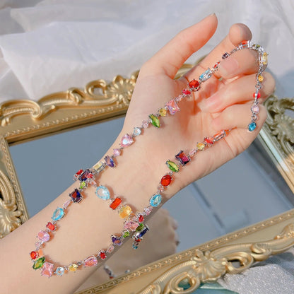Colorful gemstone bracelet with multi-cut stones, elegant fashion jewelry for women