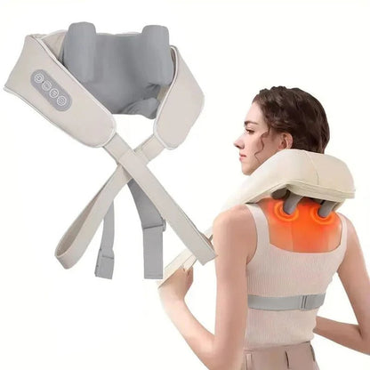 Neck and shoulder massager with heat therapy, portable electric device for relaxation and pain relief