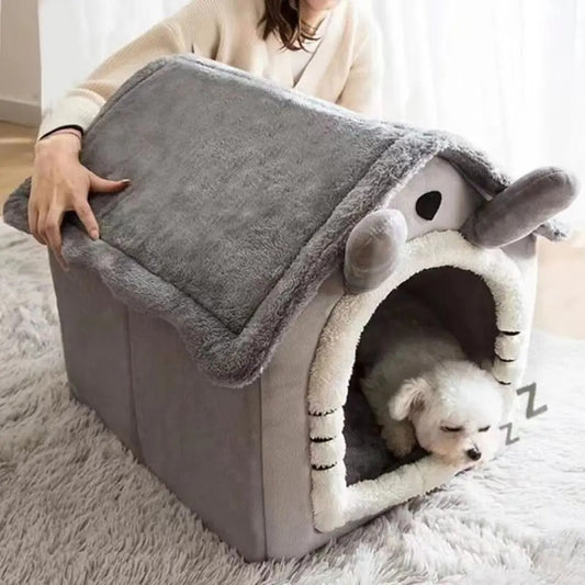 All Season Dog House Style Bed - Removable Washable Pet Bed for Small Dogs Teddy