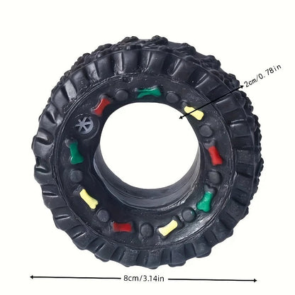 1pc Durable Dog Chew Wheel Toy Chew-Resistant Interactive Sound Teeth Training
