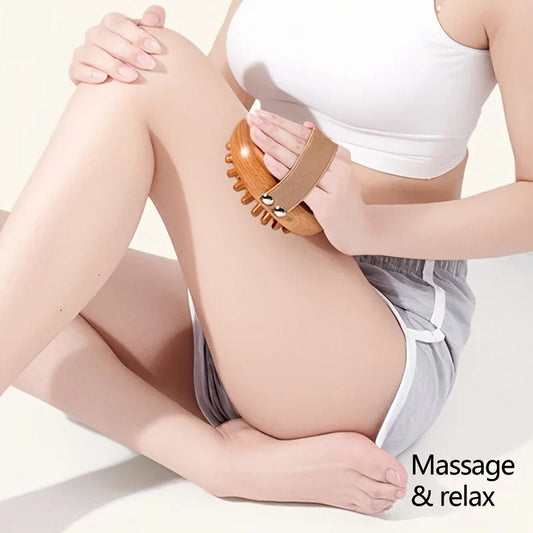 1pc Wooden Meridian Massage Brush Soft Manual Full Body Gua Sha Massager Head Abdomen Leg