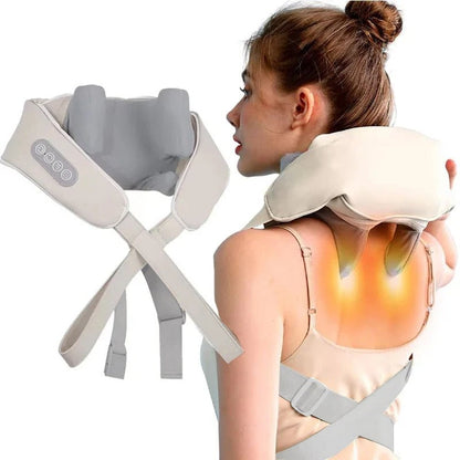 Neck and shoulder massager with heat therapy, portable electric massager for back pain relief
