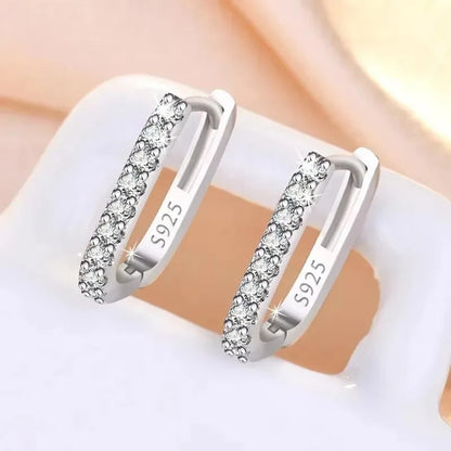 terling Silver Circle Hoop Earrings for Women Fashion Luxury Crystal Zirconia Earrings Party