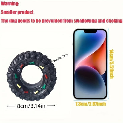 1pc Durable Dog Chew Wheel Toy Chew-Resistant Interactive Sound Teeth Training