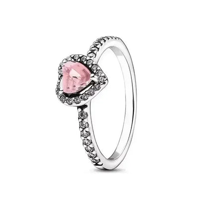 High quality 925 Sterling Silver Various Colors Shiny Heart-shaped Ring Exquisite Luxury Charm