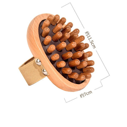 Wooden scalp massager brush with ergonomic handle, 11.5cm x 7cm, for relaxation and hair care