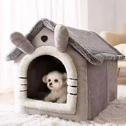 All Season Dog House Style Bed - Removable Washable Pet Bed for Small Dogs Teddy